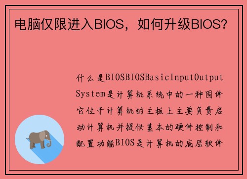 电脑仅限进入BIOS，如何升级BIOS？